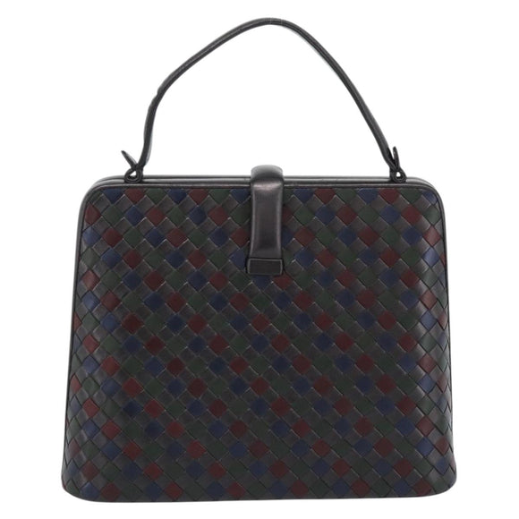 BOTTEGA VENETA INTRECCIATO Hand Bag Leather Black Gold Auth 187505V