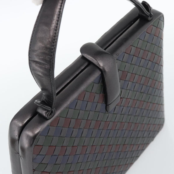 BOTTEGA VENETA INTRECCIATO Hand Bag Leather Black Gold Auth 187505V