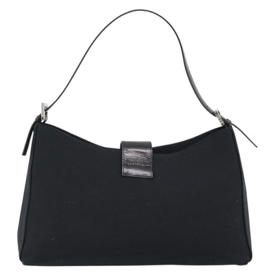 FENDI Mamma Baguette Shoulder Bag Cotton jersey Black Silver Auth 187506V - 0