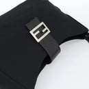 FENDI Mamma Baguette Shoulder Bag Cotton jersey Black Silver Auth 187506V-6