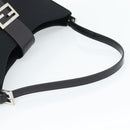 FENDI Mamma Baguette Shoulder Bag Cotton jersey Black Silver Auth 187506V-7