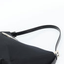 FENDI Mamma Baguette Shoulder Bag Cotton jersey Black Silver Auth 187506V-8