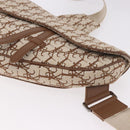 Christian Dior Trotter Canvas Saddle Shoulder Bag Beige Silver Auth 187508SAM-12