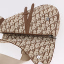 Christian Dior Trotter Canvas Saddle Shoulder Bag Beige Silver Auth 187508SAM-15