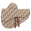 Christian Dior Trotter Canvas Saddle Shoulder Bag Beige Silver Auth 187508SAM-2
