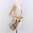 Christian Dior Trotter Canvas Saddle Shoulder Bag Beige Silver Auth 187508SAM-23