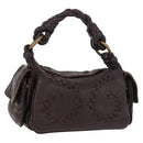 BOTTEGA VENETA Hand Bag Leather Brown Gold Auth 187509V-1