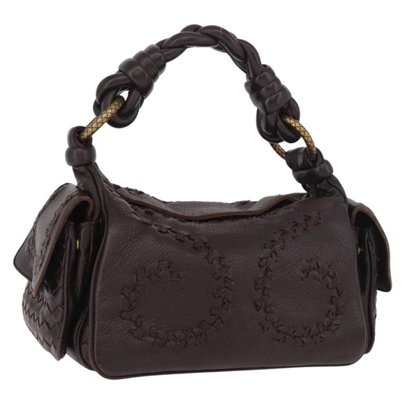 BOTTEGA VENETA Hand Bag Leather Brown Gold Auth 187509V