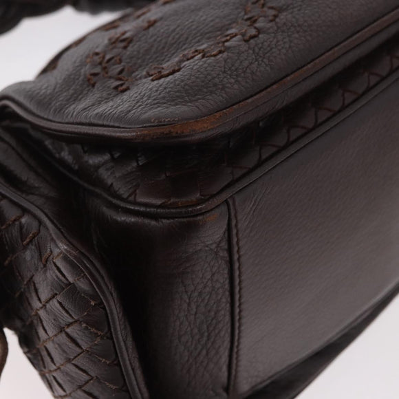 BOTTEGA VENETA Hand Bag Leather Brown Gold Auth 187509V