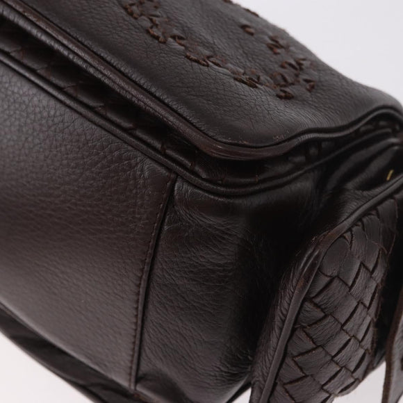 BOTTEGA VENETA Hand Bag Leather Brown Gold Auth 187509V