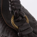 BOTTEGA VENETA Hand Bag Leather Brown Gold Auth 187509V-14