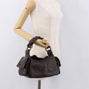 BOTTEGA VENETA Hand Bag Leather Brown Gold Auth 187509V-22