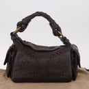 BOTTEGA VENETA Hand Bag Leather Brown Gold Auth 187509V-23