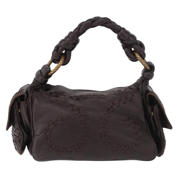 BOTTEGA VENETA Hand Bag Leather Brown Gold Auth 187509V