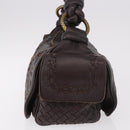 BOTTEGA VENETA Hand Bag Leather Brown Gold Auth 187509V-4