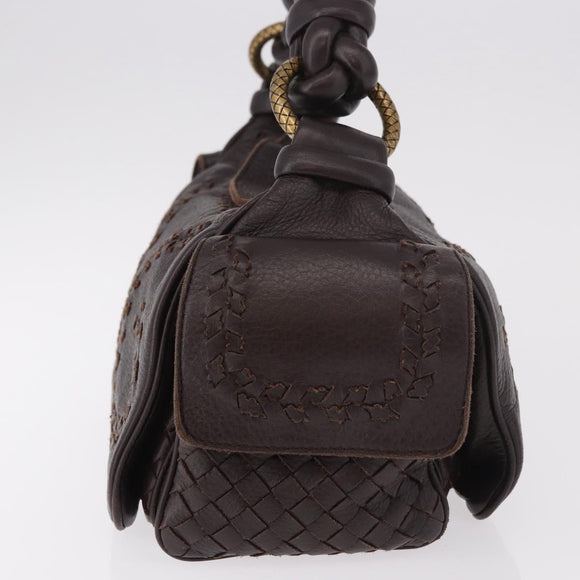 BOTTEGA VENETA Hand Bag Leather Brown Gold Auth 187509V