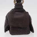 BOTTEGA VENETA Hand Bag Leather Brown Gold Auth 187509V-5