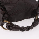 BOTTEGA VENETA Hand Bag Leather Brown Gold Auth 187509V-6