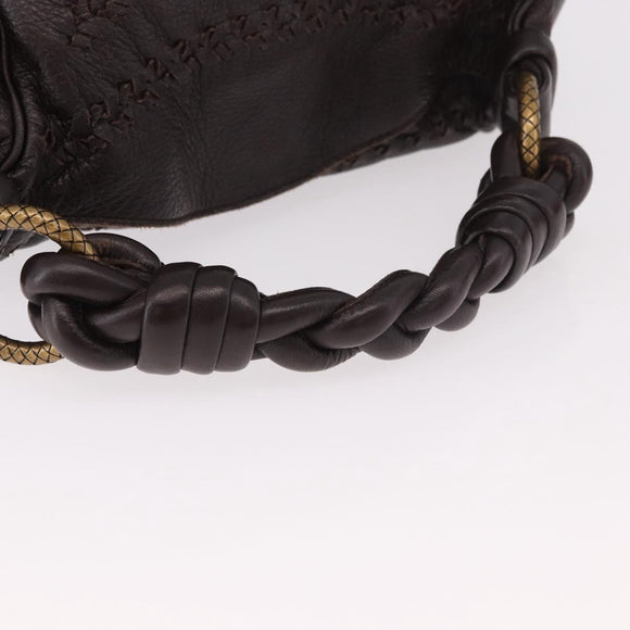 BOTTEGA VENETA Hand Bag Leather Brown Gold Auth 187509V