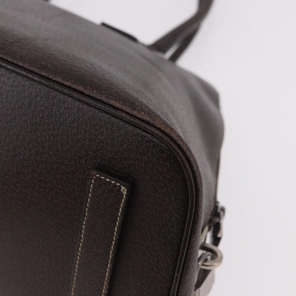 PRADA Hand Bag Leather Brown Gold Auth 187510A