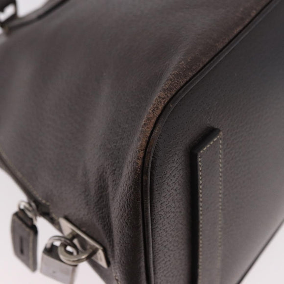 PRADA Hand Bag Leather Brown Gold Auth 187510A
