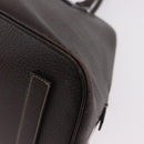 PRADA Hand Bag Leather Brown Gold Auth 187510A-17