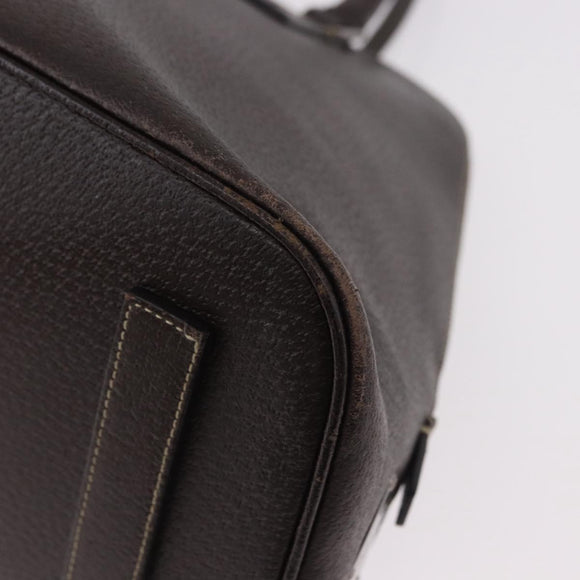 PRADA Hand Bag Leather Brown Gold Auth 187510A