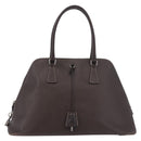 PRADA Hand Bag Leather Brown Gold Auth 187510A-13