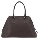 PRADA Hand Bag Leather Brown Gold Auth 187510A-2