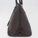 PRADA Hand Bag Leather Brown Gold Auth 187510A-3