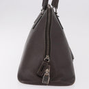 PRADA Hand Bag Leather Brown Gold Auth 187510A-4