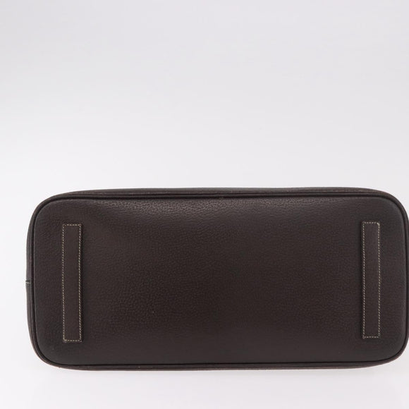 PRADA Hand Bag Leather Brown Gold Auth 187510A