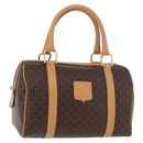 CELINE Macadam Canvas Boston Bag PVC Leather Brown Gold Auth 187511V-1