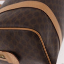 CELINE Macadam Canvas Boston Bag PVC Leather Brown Gold Auth 187511V-16