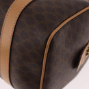 CELINE Macadam Canvas Boston Bag PVC Leather Brown Gold Auth 187511V-17