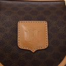 CELINE Macadam Canvas Boston Bag PVC Leather Brown Gold Auth 187511V-19