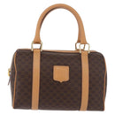 CELINE Macadam Canvas Boston Bag PVC Leather Brown Gold Auth 187511V-13