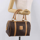 CELINE Macadam Canvas Boston Bag PVC Leather Brown Gold Auth 187511V-23