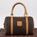 CELINE Macadam Canvas Boston Bag PVC Leather Brown Gold Auth 187511V-12