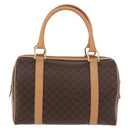 CELINE Macadam Canvas Boston Bag PVC Leather Brown Gold Auth 187511V-2