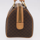 CELINE Macadam Canvas Boston Bag PVC Leather Brown Gold Auth 187511V-3