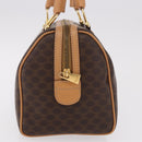 CELINE Macadam Canvas Boston Bag PVC Leather Brown Gold Auth 187511V-4