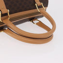 CELINE Macadam Canvas Boston Bag PVC Leather Brown Gold Auth 187511V-7