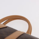 CELINE Macadam Canvas Boston Bag PVC Leather Brown Gold Auth 187511V-14