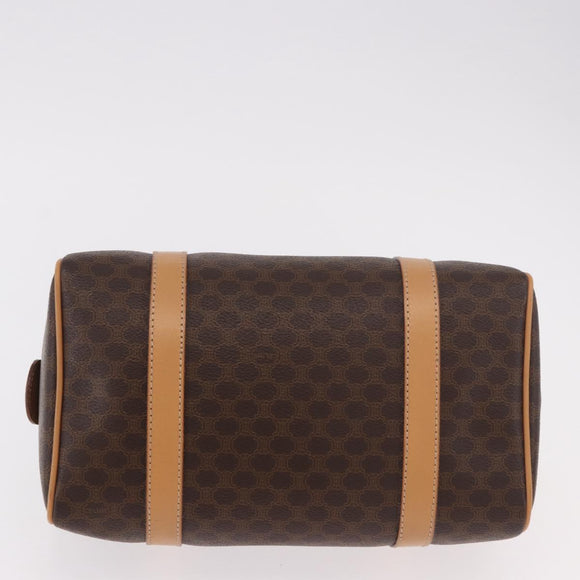CELINE Macadam Canvas Boston Bag PVC Leather Brown Gold Auth 187511V