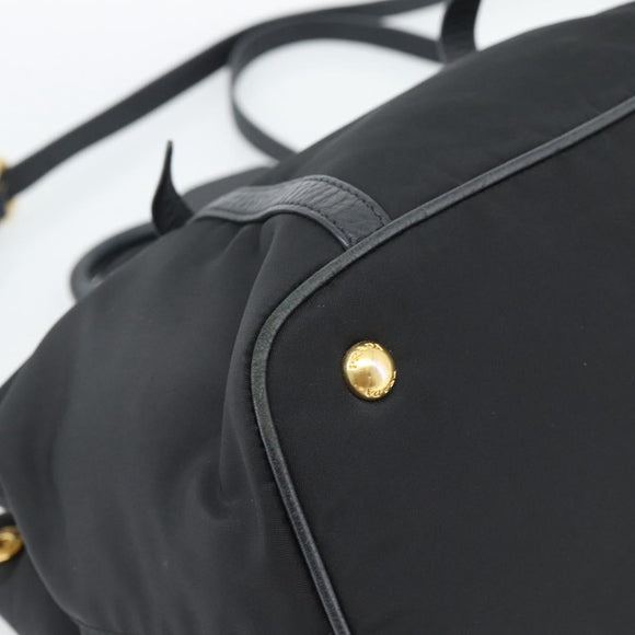 PRADA Hand Bag Nylon 2way Black Gold Auth 187512V