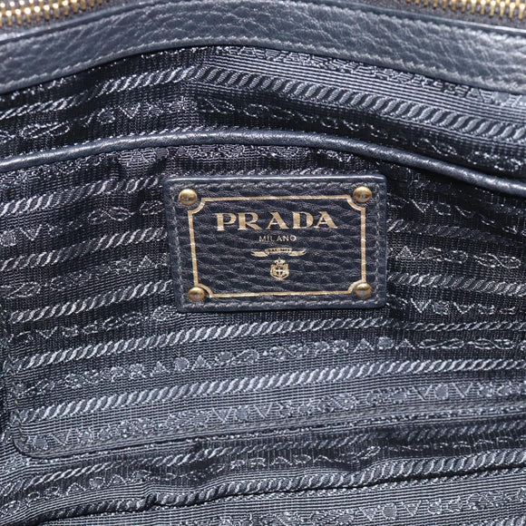 PRADA Hand Bag Nylon 2way Black Gold Auth 187512V
