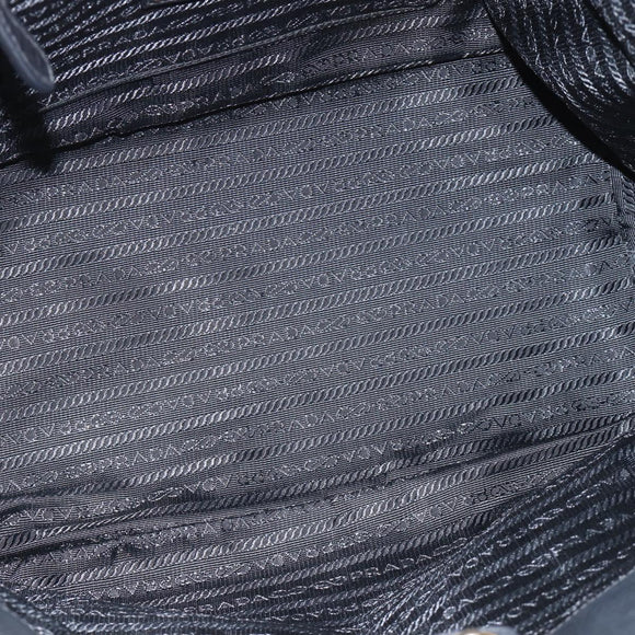 PRADA Hand Bag Nylon 2way Black Gold Auth 187512V