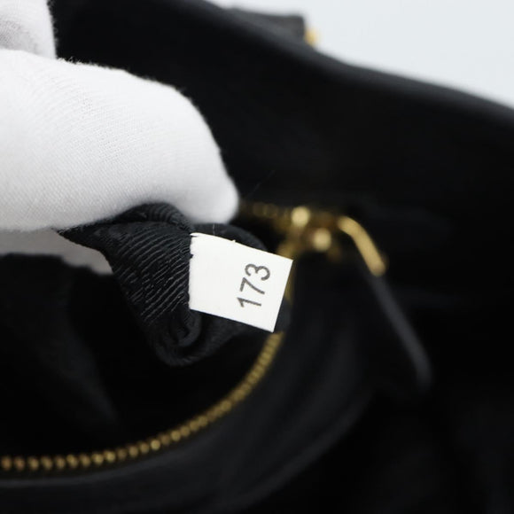 PRADA Hand Bag Nylon 2way Black Gold Auth 187512V