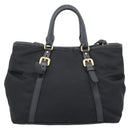 PRADA Hand Bag Nylon 2way Black Gold Auth 187512V-2